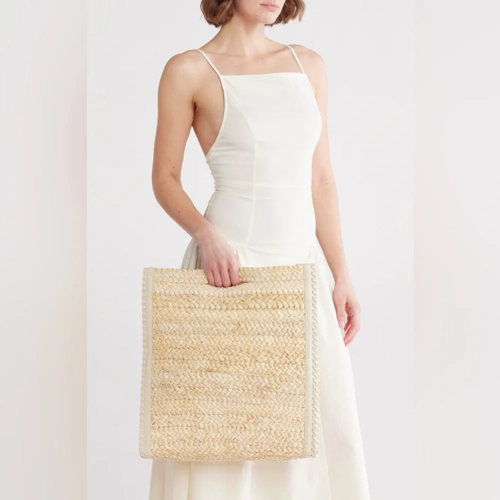 Price Firm - CULT GAIA Remi Woven Raffia Tote Bag in Natural